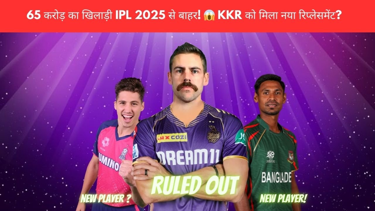 KKR को लगा 65 करोड़ का झटका, क्योकि यह खिलाडी IPL 2025 से हुआ बाहर, जानिए कौन बनेगा KKR का नया हीरो?