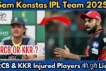 Sam Konstas को ये टीम करेगी साइन? आईपीएल 2025 में कौन बनाएगा Squad में जगह? साथ ही KKR Injured Players की पूरी List जानिए?